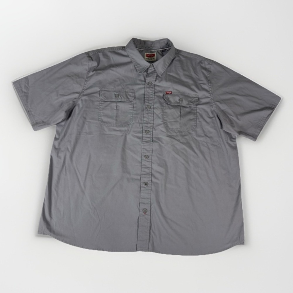 Wrangler Mens Short Sleeve Button Up 2XL Gray Work Shirt Workwear Chest‎ pockets